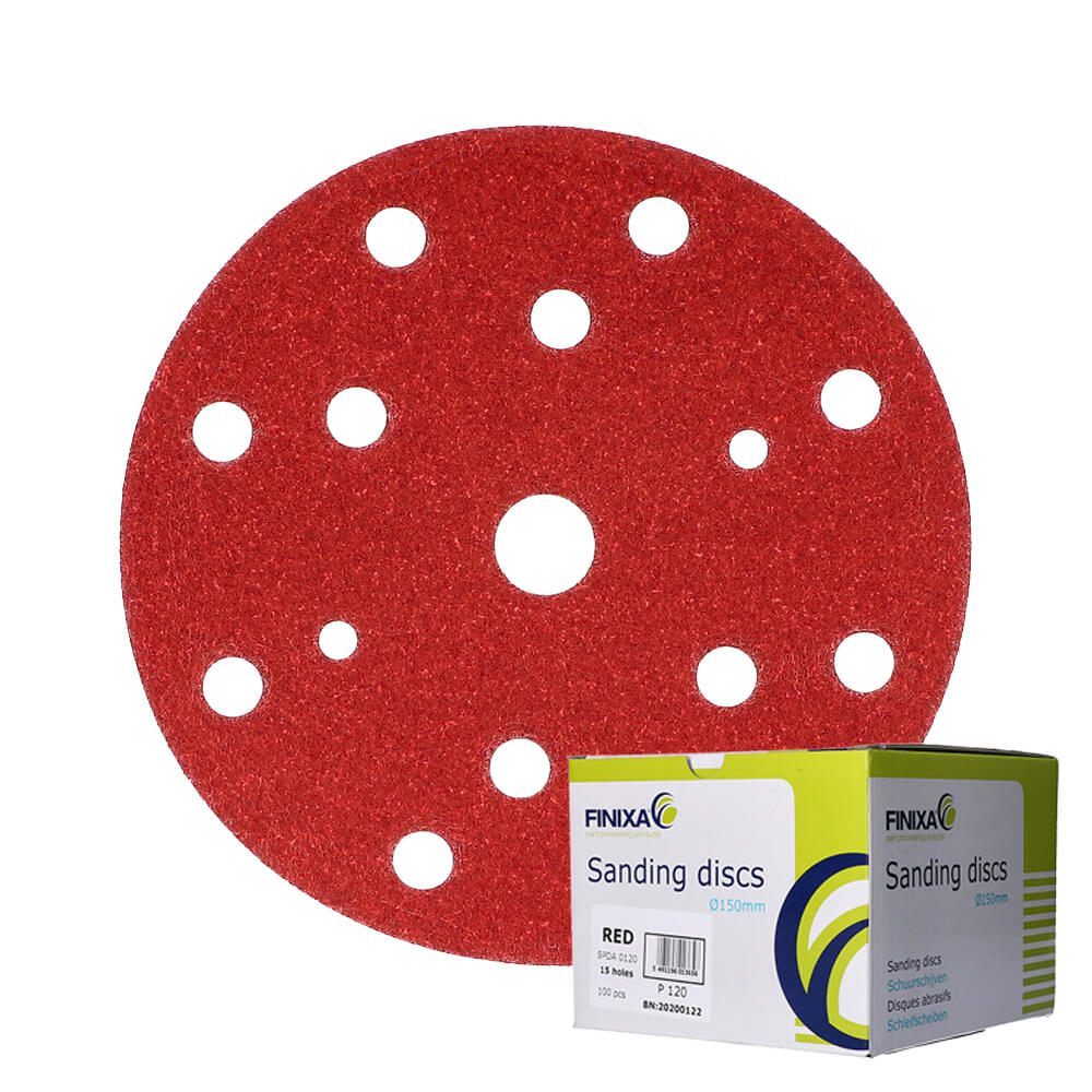 Finixa® Red Sanding Disc Ø150mm 15 Holes P80 Box 100 Linkup Online