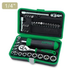Toptul® GADW4101 Pro Grade 1/4" Dr. Flank Socket - 41 Pc Set